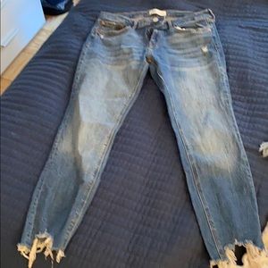 Zara low rise ripped jeans